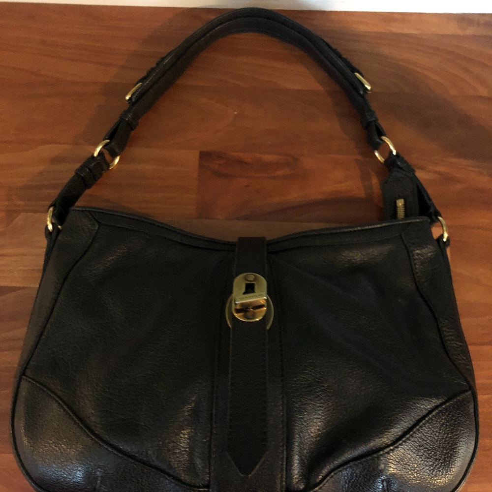 Burberry Bartow Black Buffalo Grainy Leather Hobo